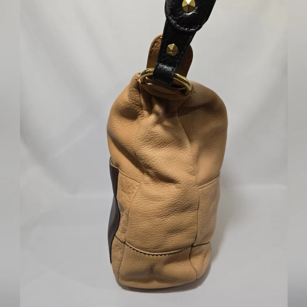 orYany Adele Pebbled Leather in Tan Satchel Purse